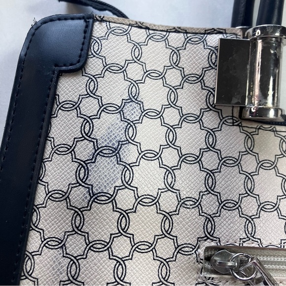 Ivanka Trump Black and Cream Structured Monogram Bag - Picture 16 of 16